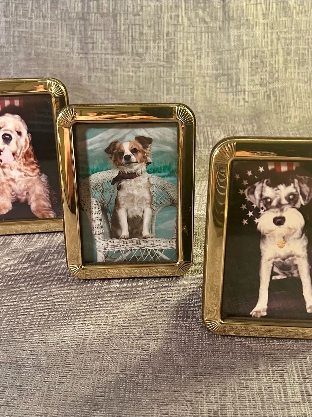 Vintage Brass 4x5 Picture Frames Lot of 3 Gold Sunburst Tabletop Home Decor